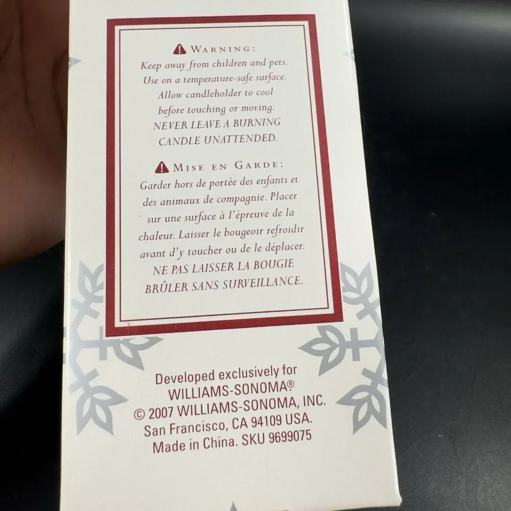 Williams Sonoma Clear Glass Santa‎ Taper Candle Holders Christmas New In Box